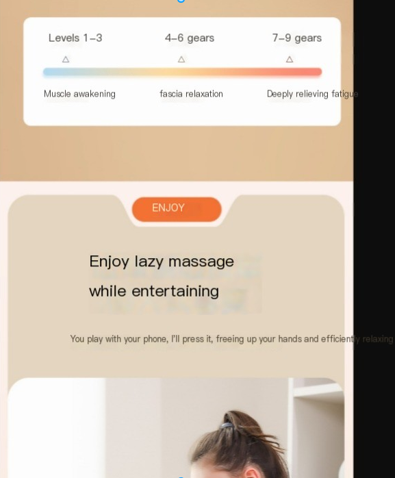 Massage device interface with level selection and user experience description
