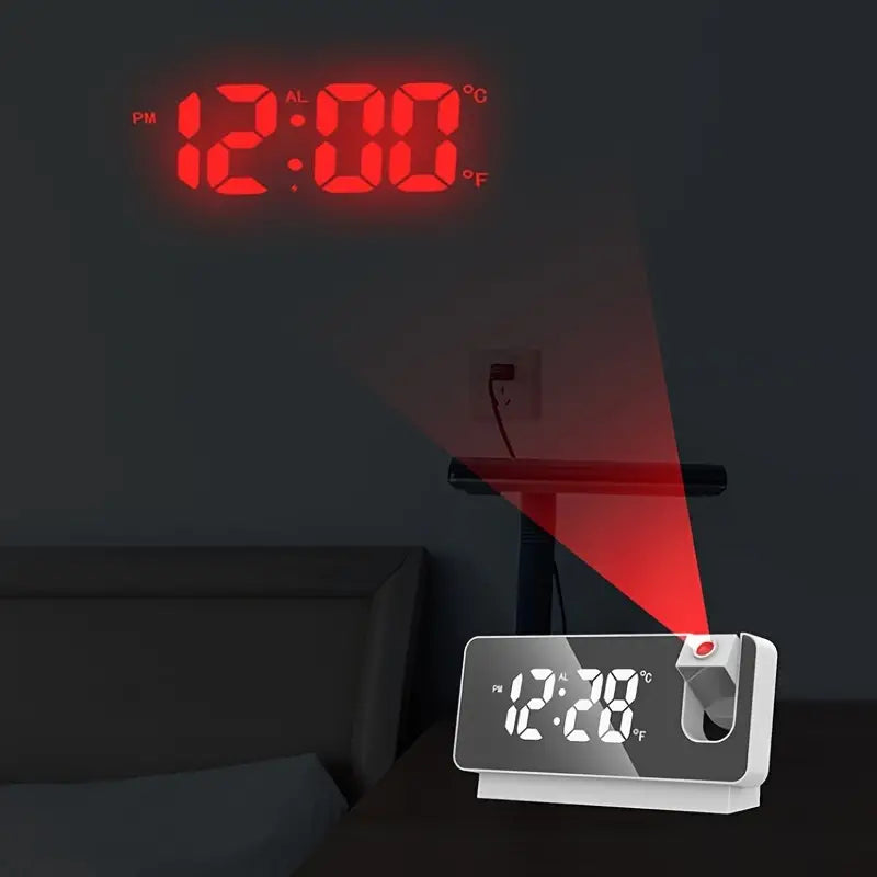 LED Projection Alarm Clock with USB Charging Port
