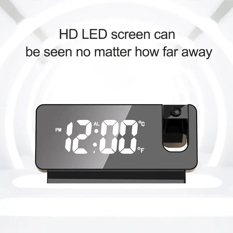 LED Projection Alarm Clock with USB Charging Port