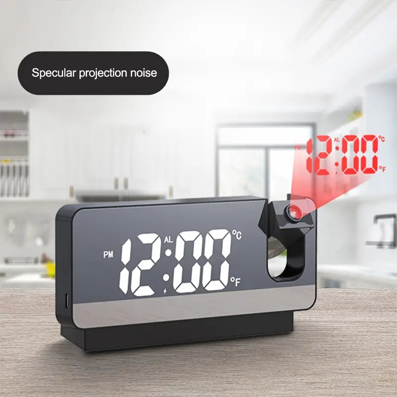 LED Projection Alarm Clock with USB Charging Port