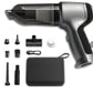 Car vacuum cleaner with attachments on a white background