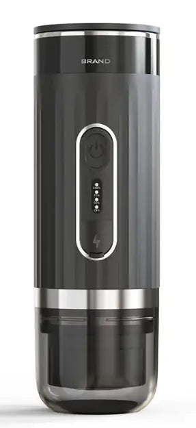 Black and silver electric wine opener on a white background