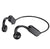 Black wireless earbud headset on a white background