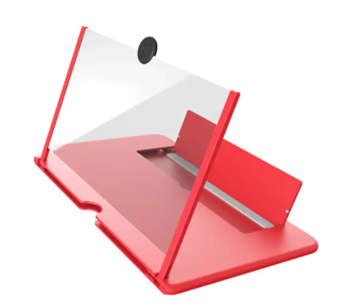 Red stand with transparent top on a white background