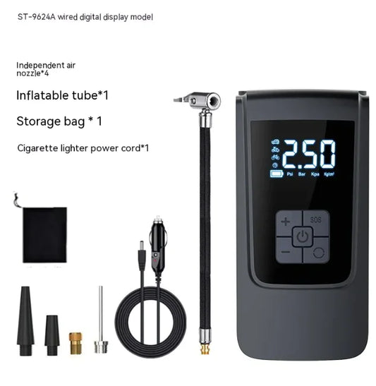 Digital air pump with accessories on a white background