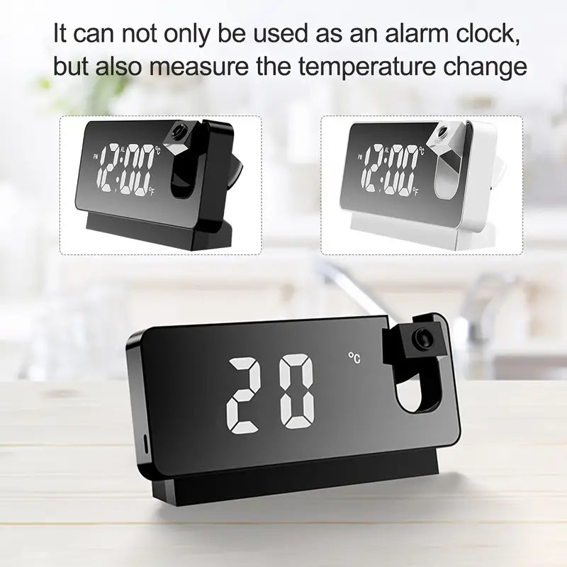 LED Projection Alarm Clock with USB Charging Port