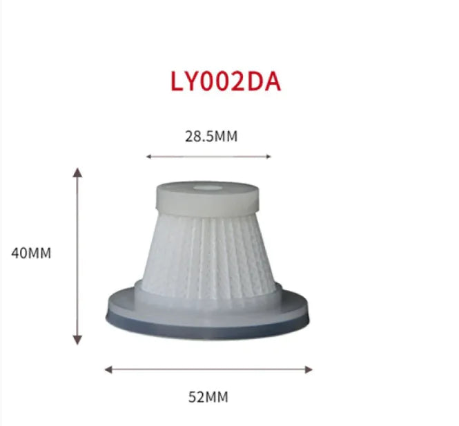 Filter with dimensions labeled on a white background