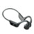 Black wireless earbud headset on a white background