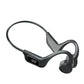 Black wireless earbud headset on a white background