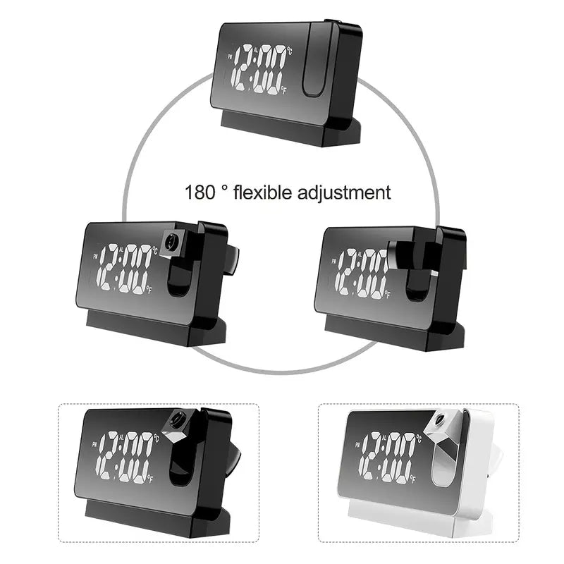 LED Projection Alarm Clock with USB Charging Port