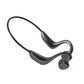 Black wireless earbuds with a neckband on a white background